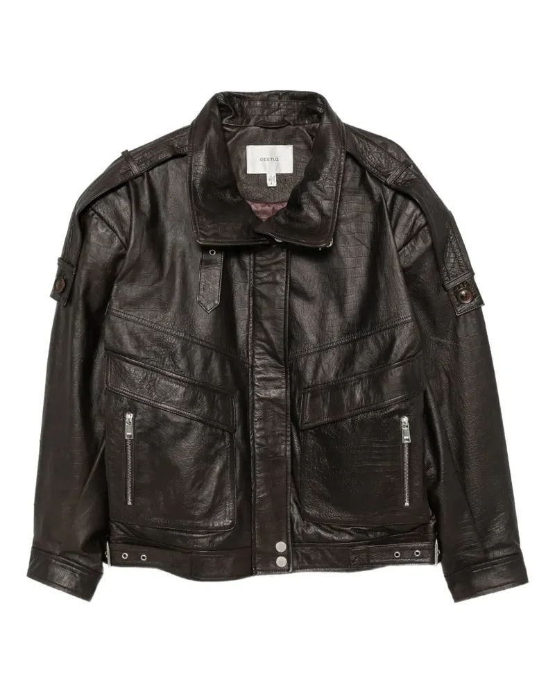 Gestuz GZtori OZ Lederjacke mit Kroko-Effekt - Braun Braun