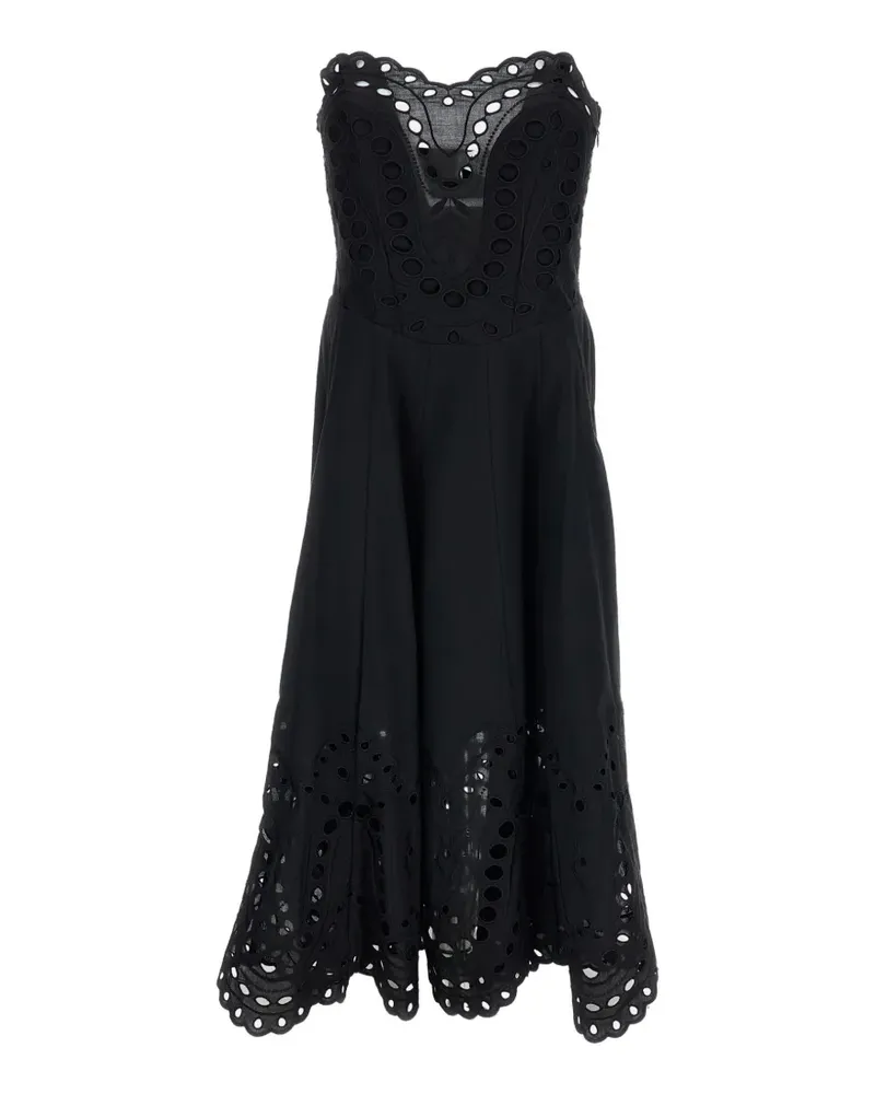 Charo Ruiz Marlin broderie-anglaise strapless midi dress - Schwarz Schwarz