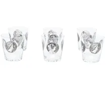 Set aus sechs Gläsern mit Print