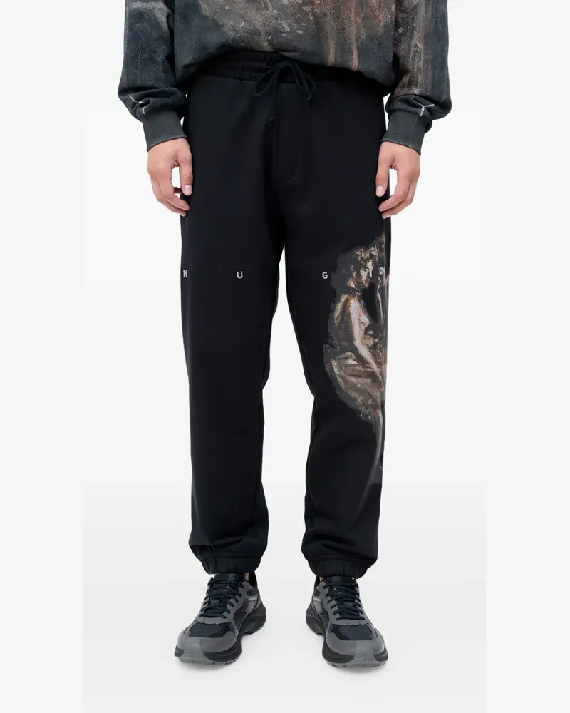 HUGO BOSS graphic-print track pants - Schwarz Schwarz