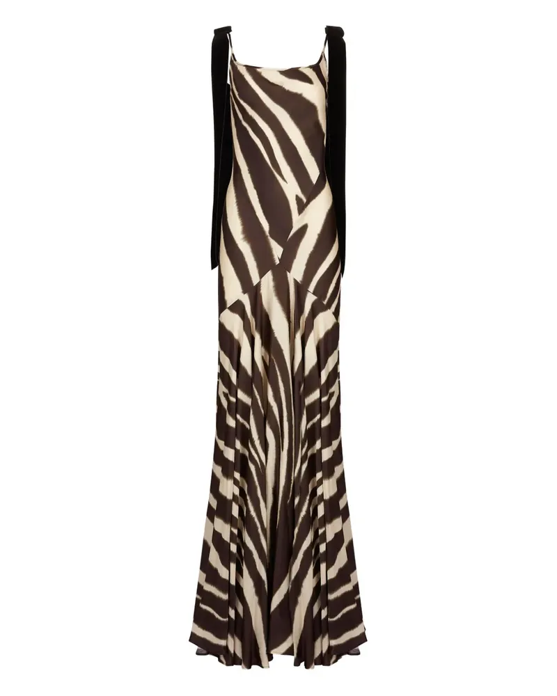 Nina Ricci Maxikleid mit Zebra-Print - Braun Braun