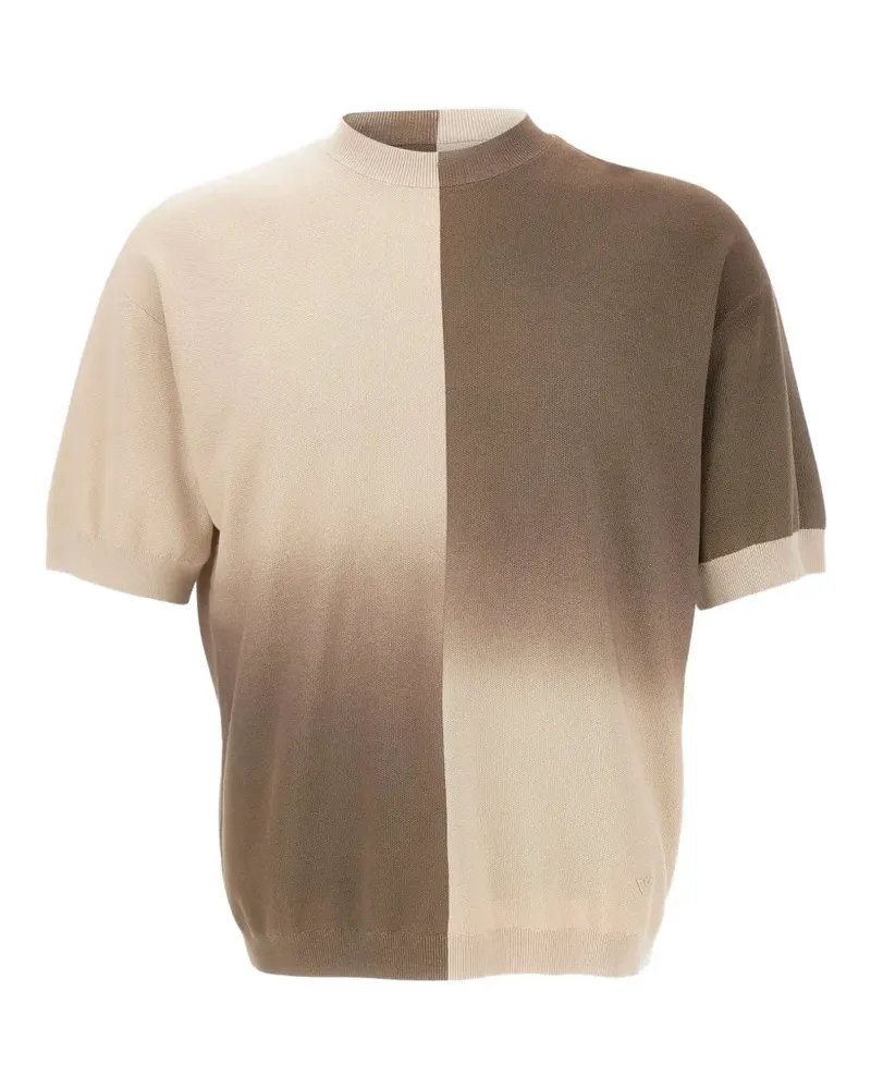 Emporio Armani textured knit gradient cotton sweater - Braun Braun