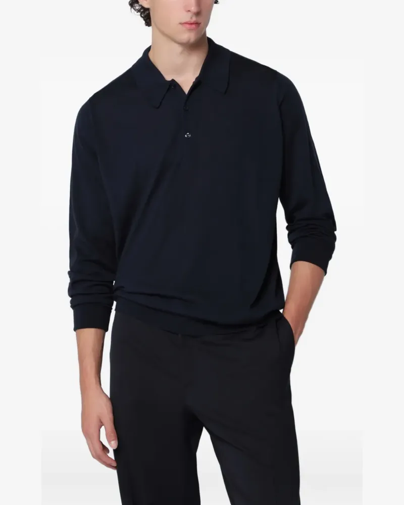 John Smedley Dorset long-sleeve polo shirt - Blau Blau