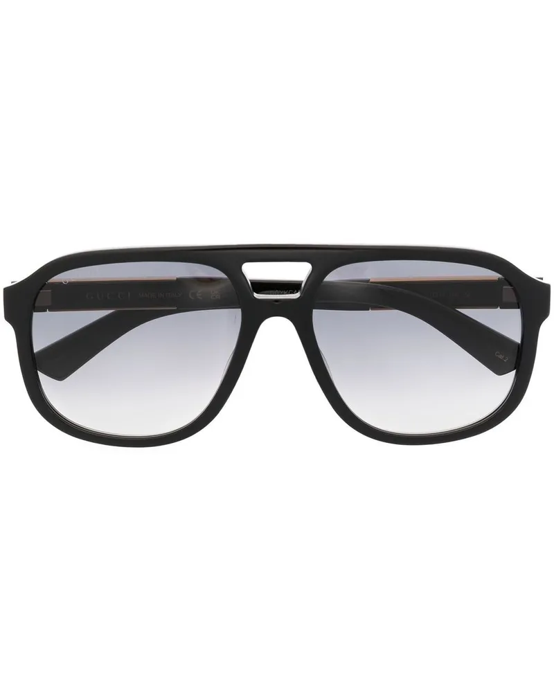 Gucci Sonnenbrille mit rundem Gestell - Schwarz Schwarz
