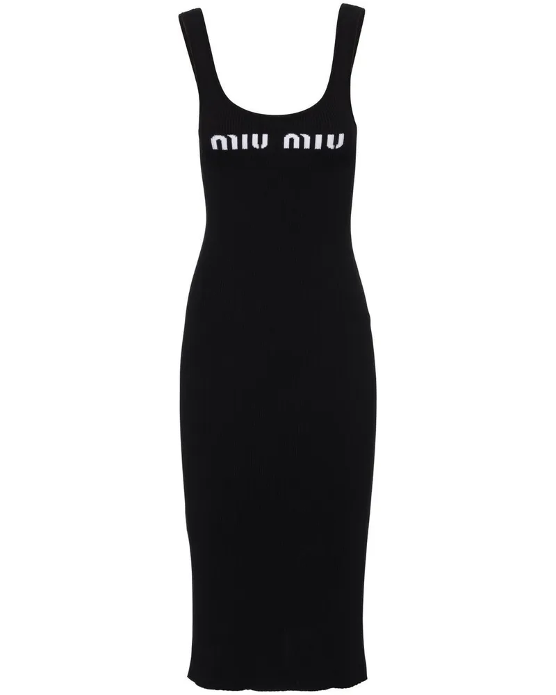 Miu Miu Rückenfreies Kleid mit Logo-Print - Schwarz Schwarz
