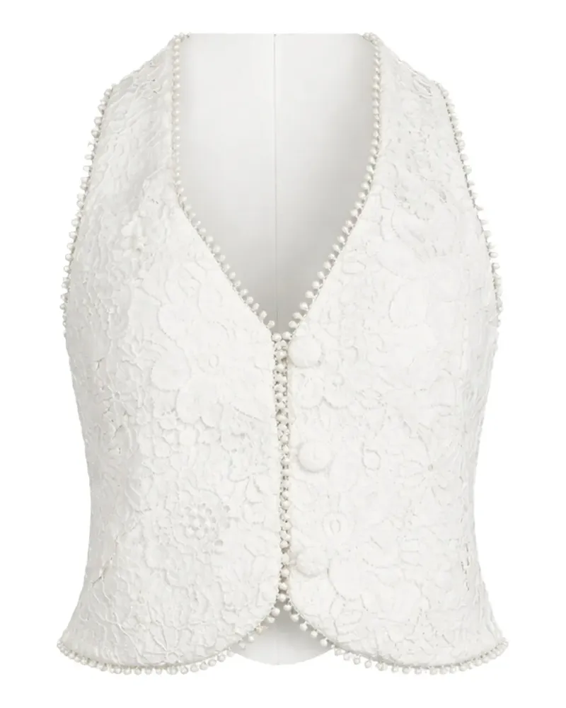 WAIMARI floral lace button vest - Weiß Weiß