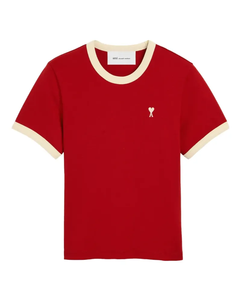 AMI Paris contrasted cotton T-shirt with Ami de Coeur - Rot Rot