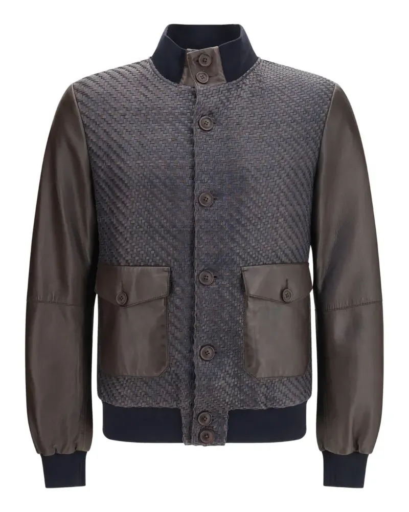 s.w.o.r.d 6.6.44 woven pocket leather bomber jacket - Braun Braun