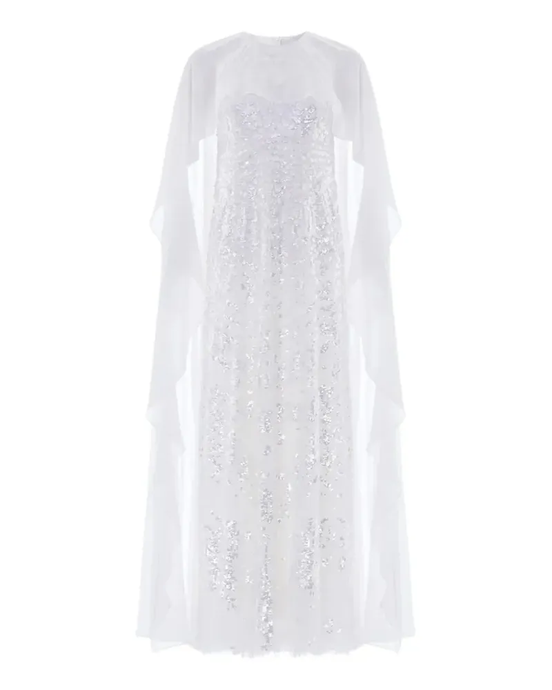 Needle & Thread Anais sequin-embellished cape dress - Weiß Weiß