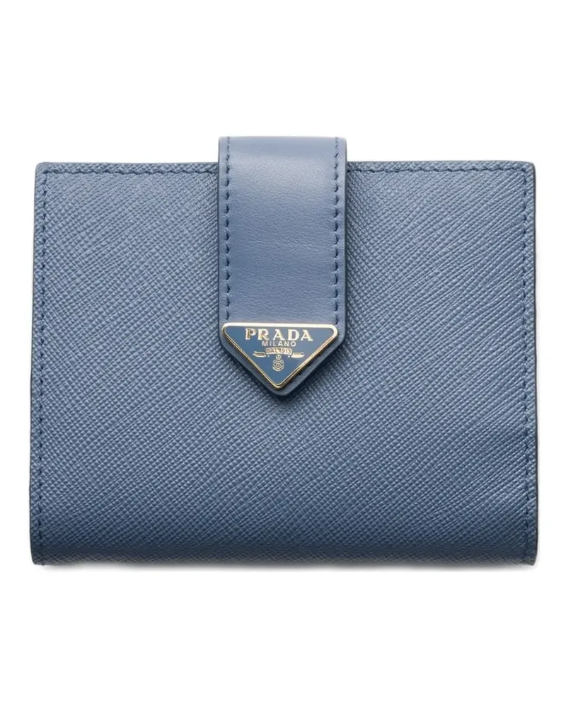 Prada small Saffiano and smooth leather wallet - Blau Blau