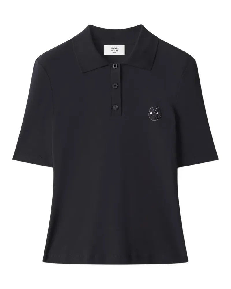 Kitsuné Kurzärmeliges Fortune Fox Poloshirt - Schwarz Schwarz