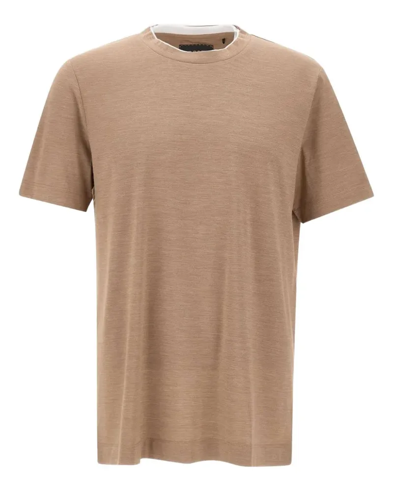 HUGO BOSS overlay crew neck t-shirt - Nude Nude