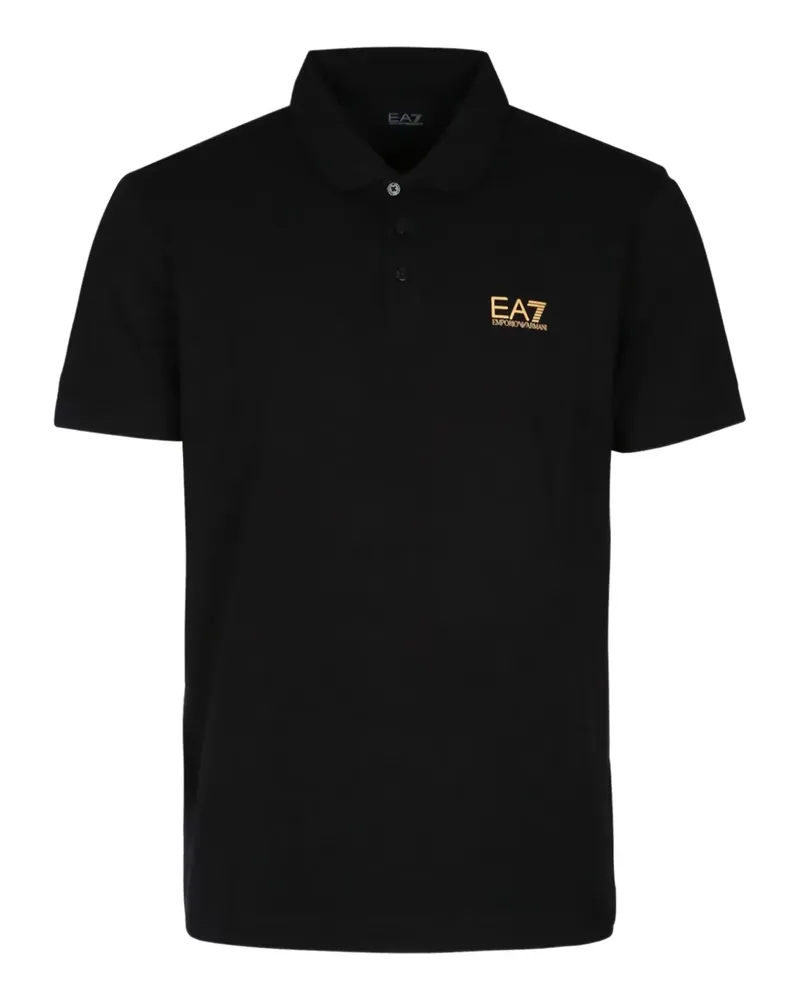 EA7 Poloshirt mit Logo - Schwarz Schwarz