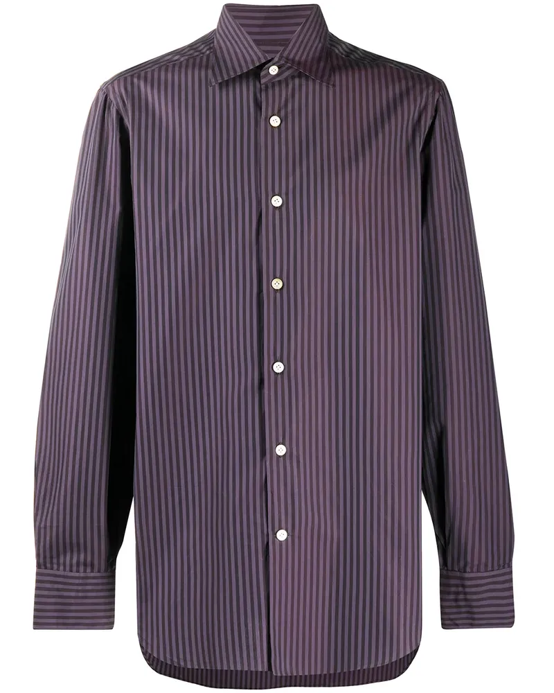 Kiton Gestreiftes Hemd - Violett Violett