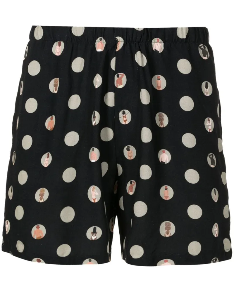 Amir Slama Segelshorts mit grafischem Print - Schwarz Schwarz