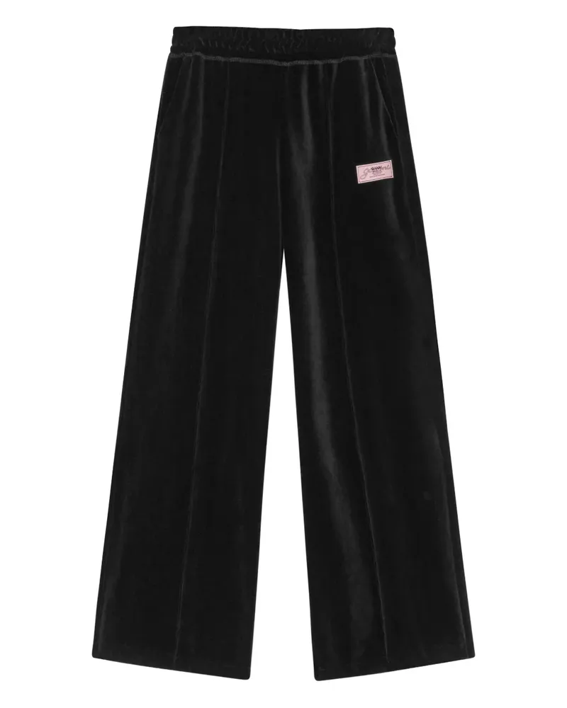 Ganni velour panelled straight trousers - Schwarz Schwarz