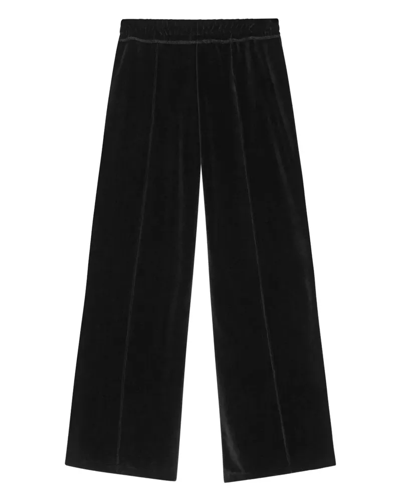 Ganni velour panelled straight trousers - Schwarz Schwarz