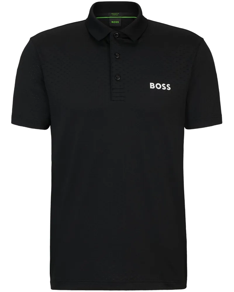 HUGO BOSS Jacquard-Poloshirt mit Logo-Print - Schwarz Schwarz