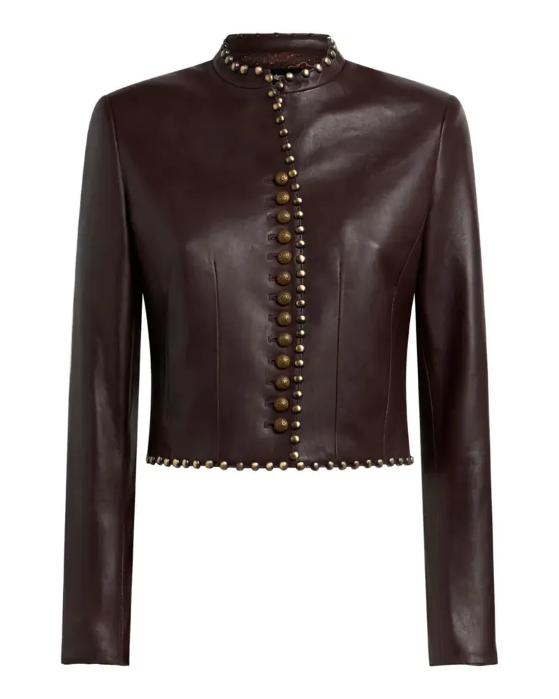 Etro Cropped-Lederjacke mit Nieten - Rot Rot