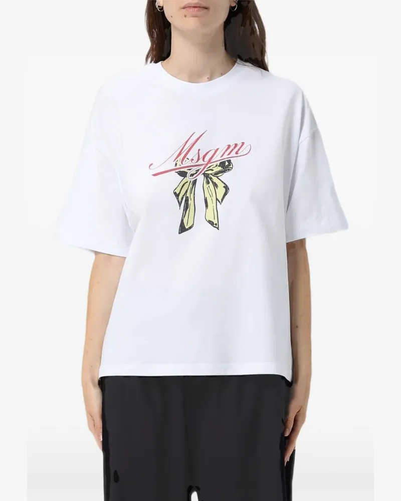 MSGM T-Shirt mit Schleifendetail - Weiß Weiß