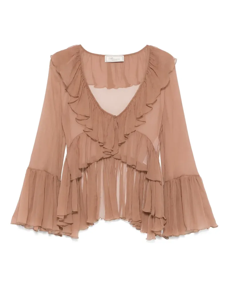Blumarine Bluse mit Rüschen - Braun Braun