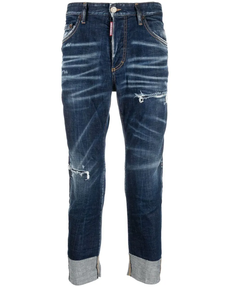 Dsquared2 Cropped-Jeans mit Blumenstickerei - Blau Blau