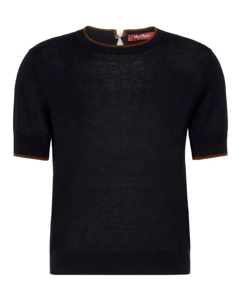 Max Mara contrast-trim t-shirt - Blau Blau