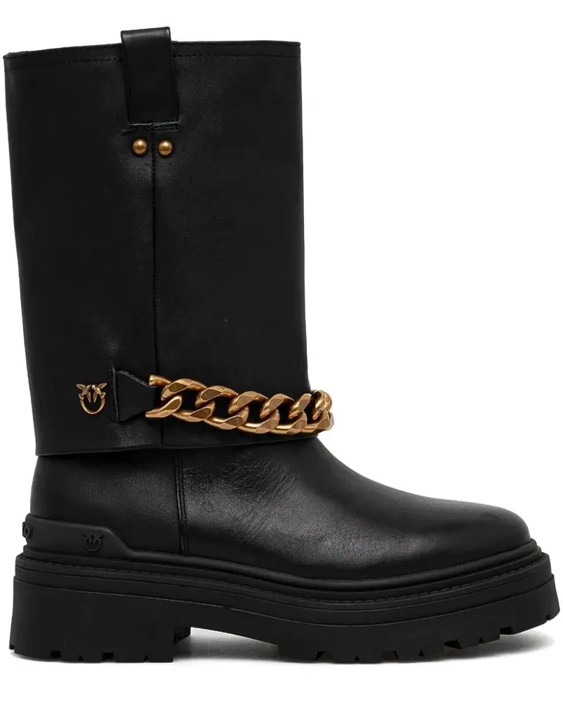 Pinko Stiefeletten mit Ketten - Schwarz Schwarz