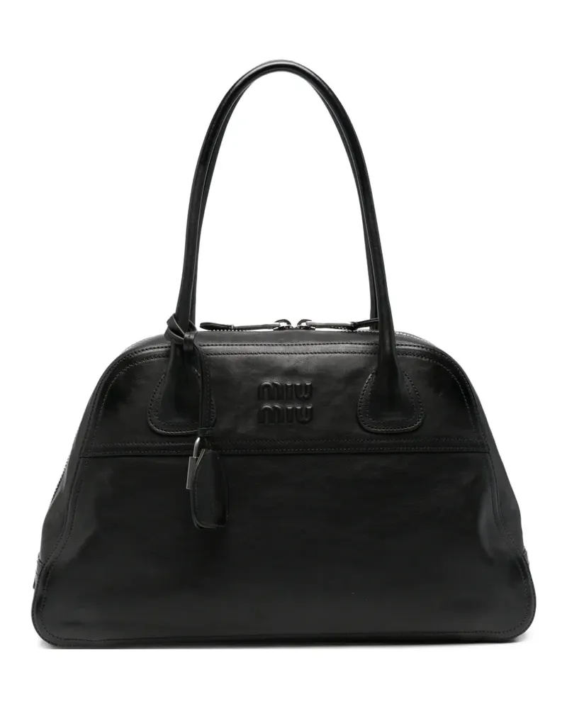 Miu Miu Bauletto logo-embossed leather shoulder bag - Schwarz Schwarz