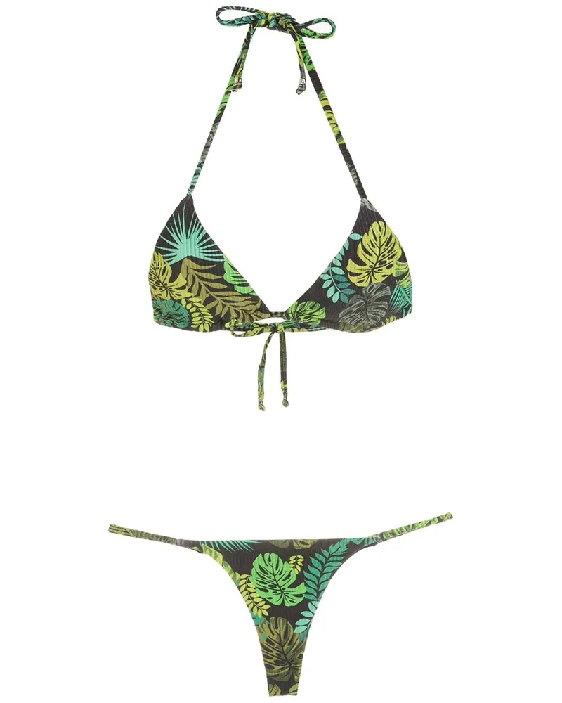 Amir Slama Bikini mit tropischem Print - Grün Grün