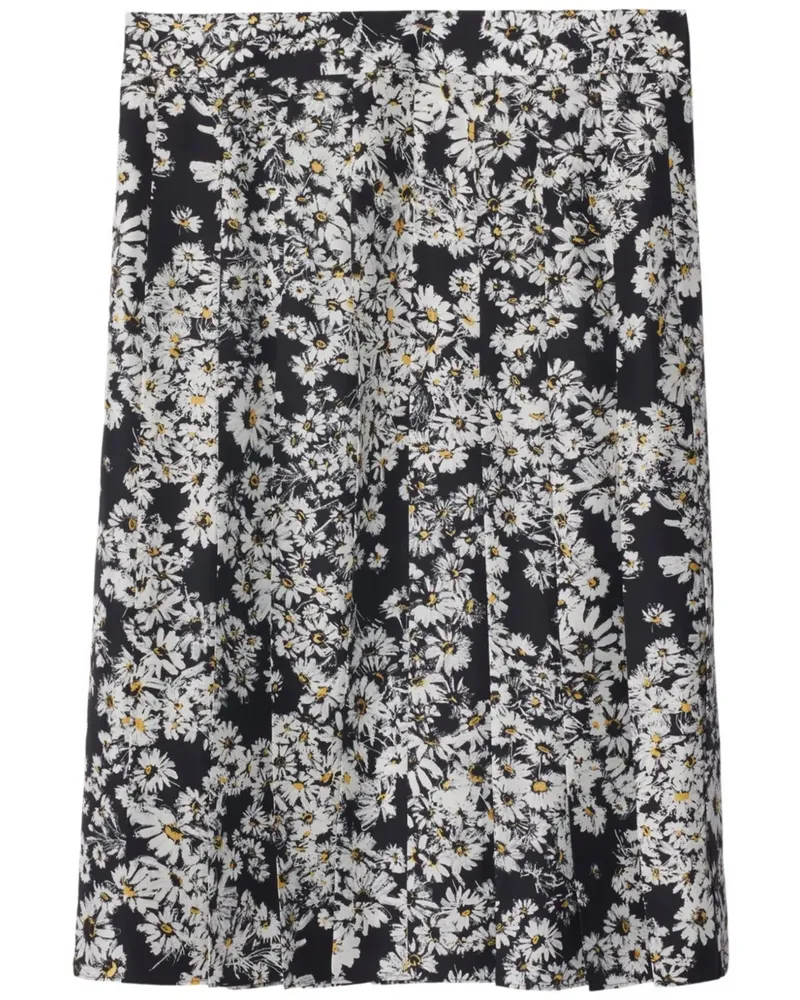 Burberry Faltenrock mit Blumenmuster - Schwarz Schwarz