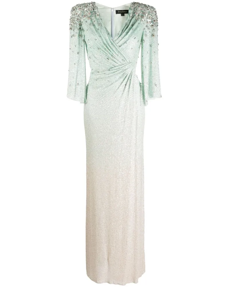 Jenny Packham Maxikleid mit Blumenapplikation Grün