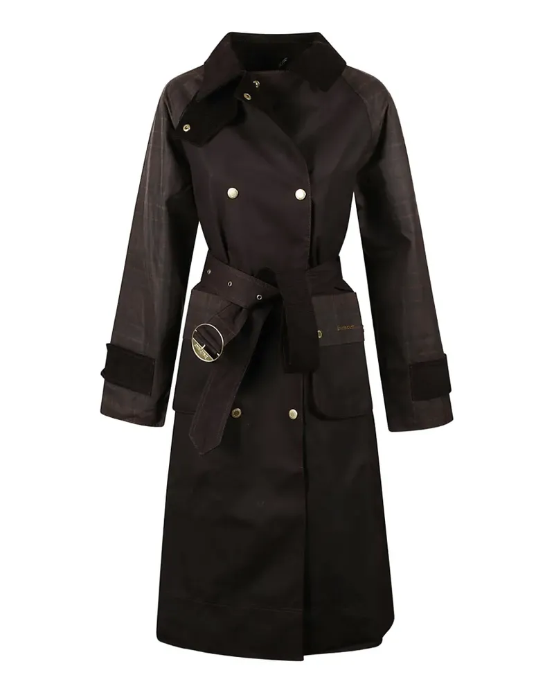 Barbour Elva Trenchcoat mit Karomuster und Gürtel - Braun Braun