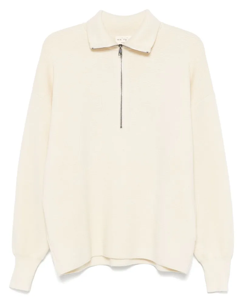 MA'RY'YA Pullover mit Reißverschluss - Weiß Weiß