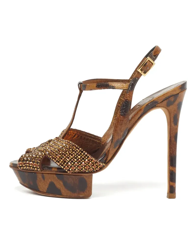 Gina leopard-print crystal-embellished sandals - Braun Braun