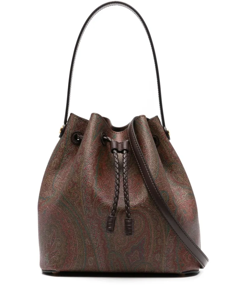 Etro Mittelgroße Saturno Beuteltasche mit Fransen - Braun Braun