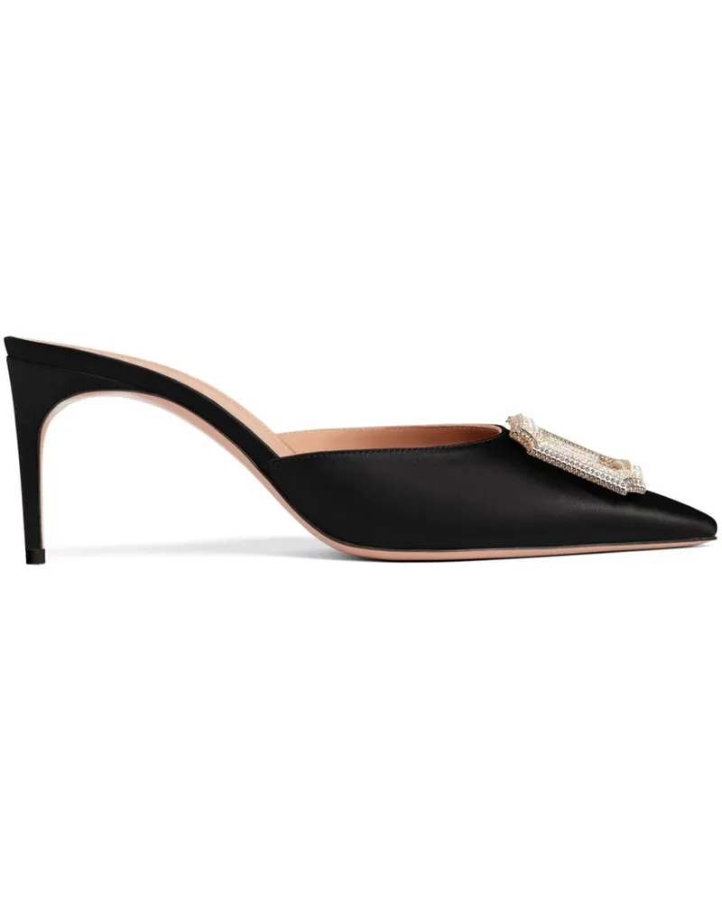 Malone Souliers Mona Mules aus Satin 70mm - Schwarz Schwarz