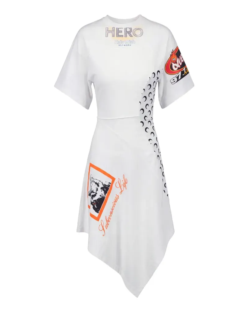 Marine Serre asymmetrical Regenerated jersey dress - Weiß Weiß