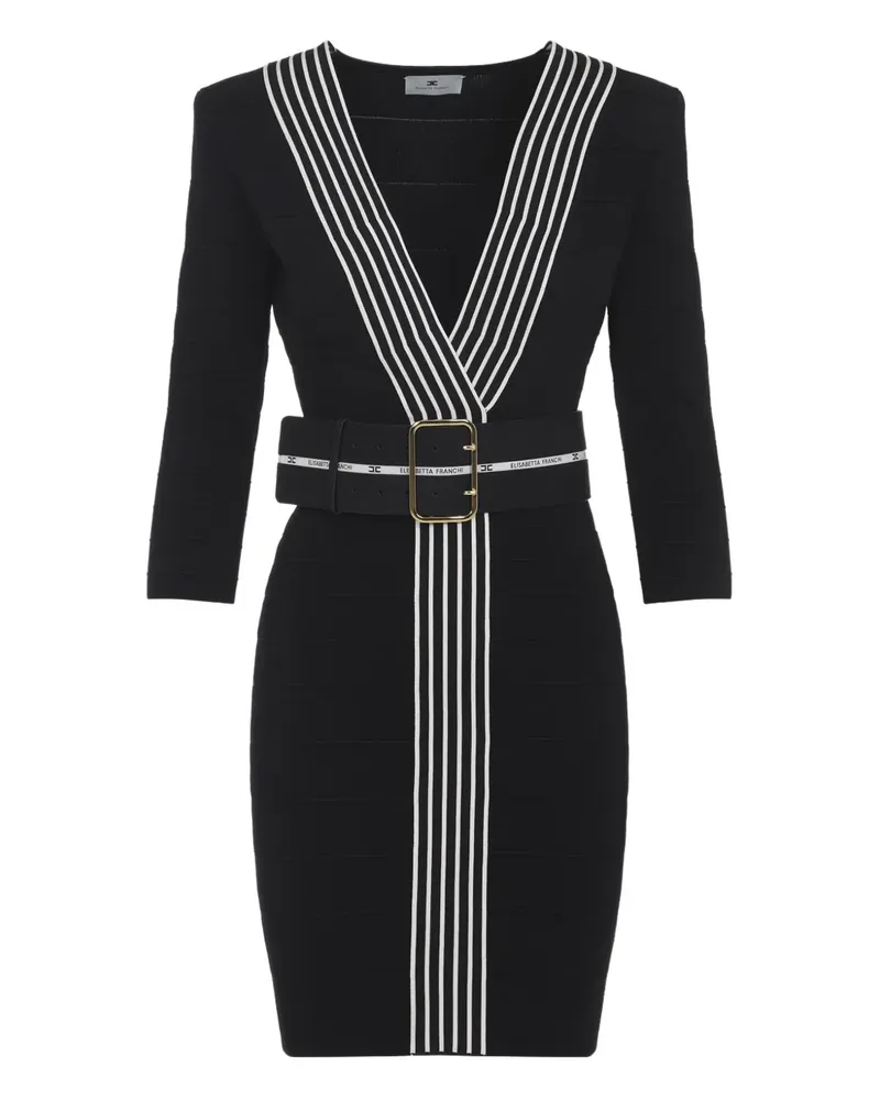 Elisabetta Franchi striped belted mini dress - Schwarz Schwarz