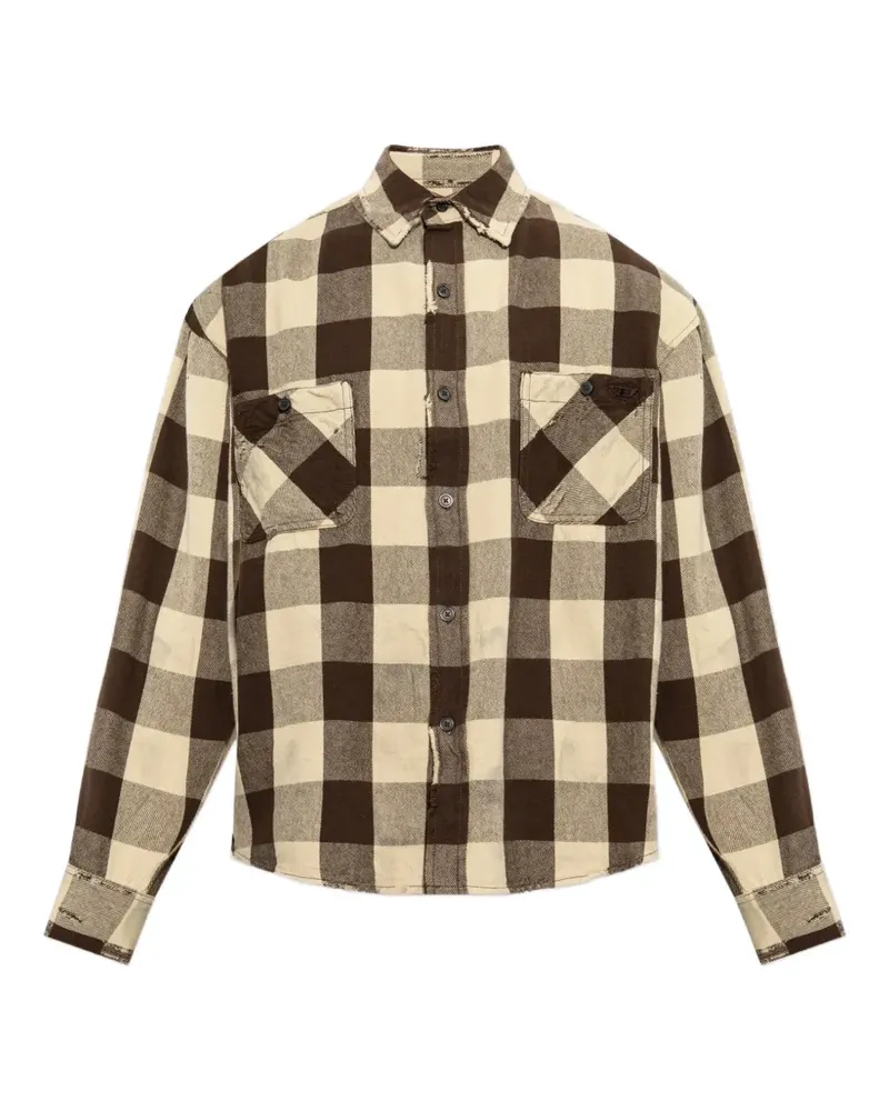 Diesel Kariertes Hemd im Distressed-Look - Braun Braun