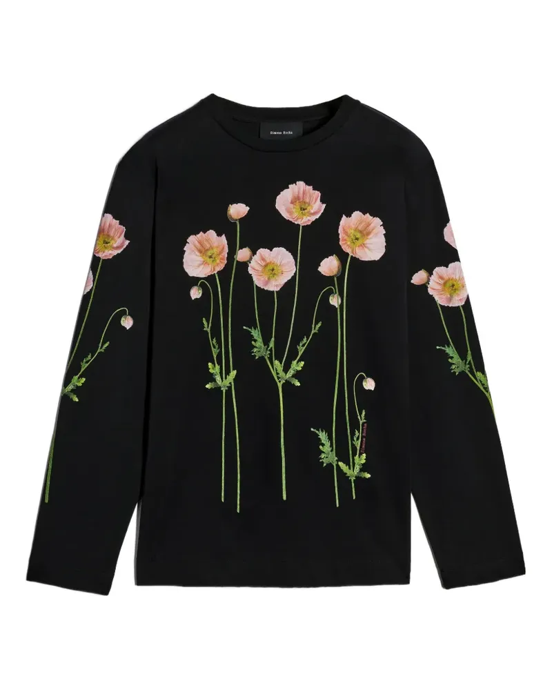Simone Rocha Poppy Field printed long-sleeve T-shirt - Schwarz Schwarz
