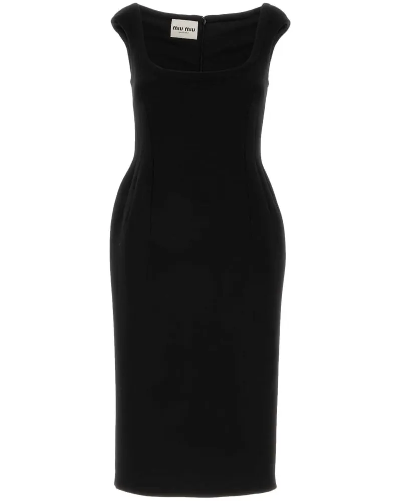 Miu Miu Midikleid aus Schurwolle - Schwarz Schwarz