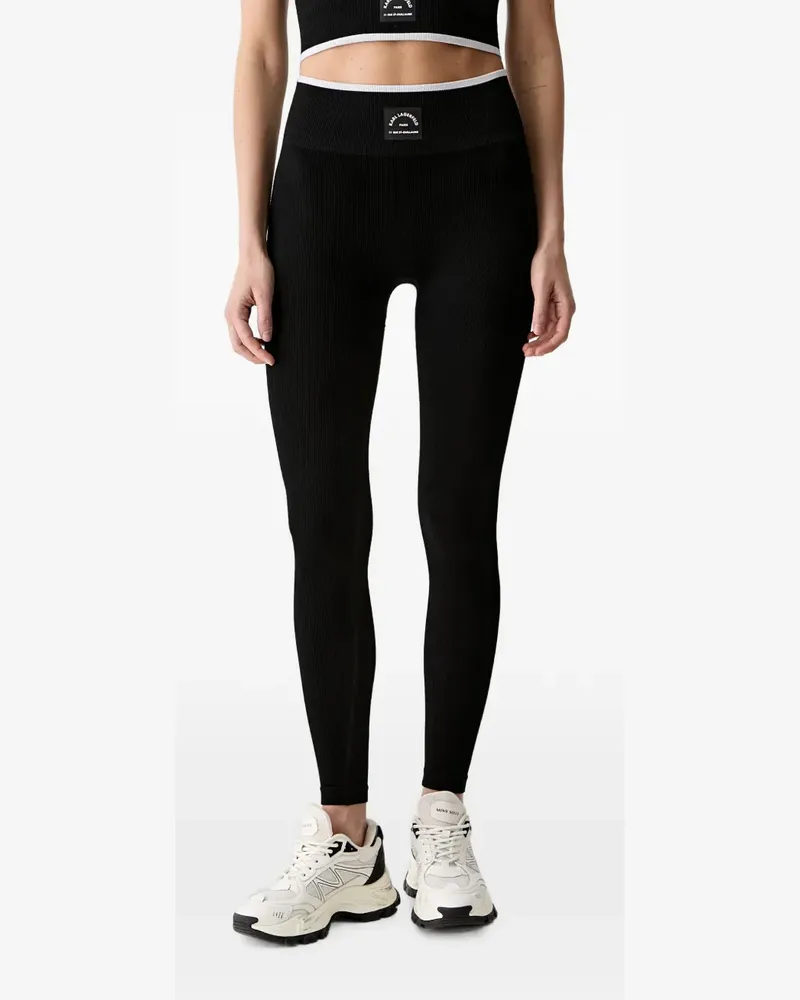 Karl Lagerfeld Gerippte Leggings - Schwarz Schwarz