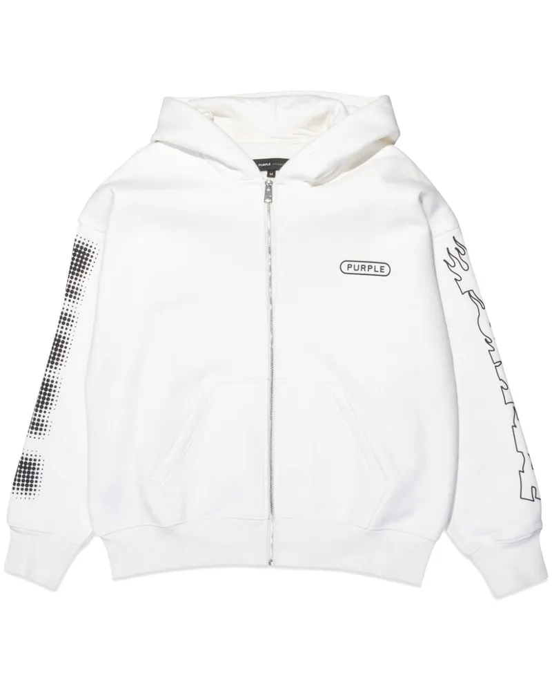 PURPLE BRAND Kapuzenjacke mit Logo-Print Weiß