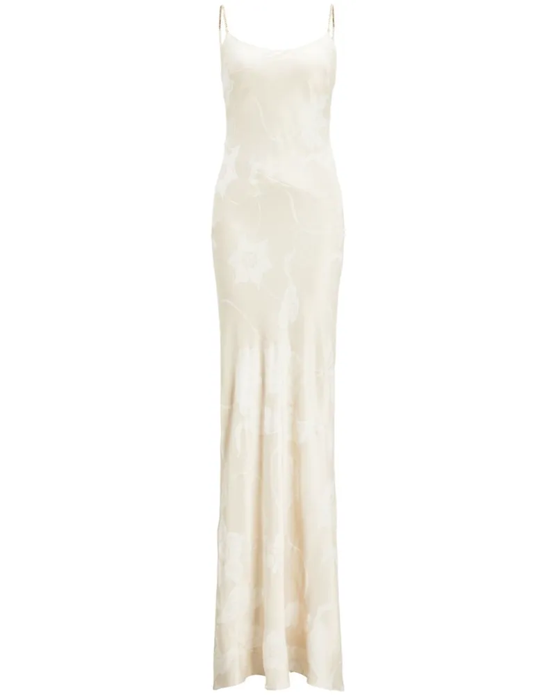 Ralph Lauren Lori Abendkleid mit floralem Lamé und Jacquard - Nude Nude