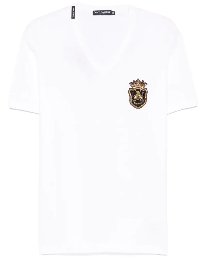 Dolce & Gabbana T-Shirt mit Wappenstickerei - Weiß Weiß
