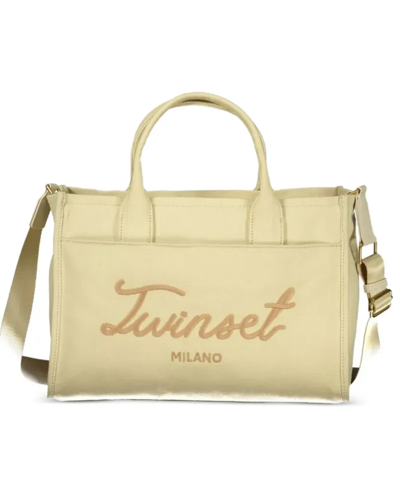 Twin-Set logo-embroidered tote bag - Nude Nude