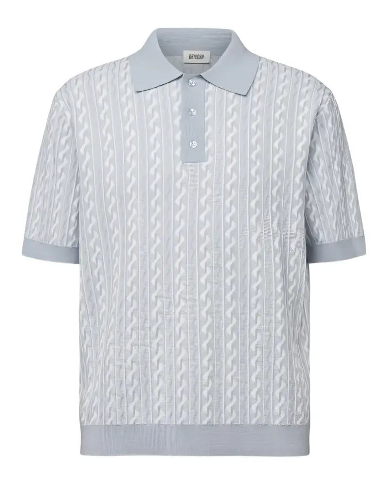 Drykorn Tamian Poloshirt mit Zopfmuster - Blau Blau