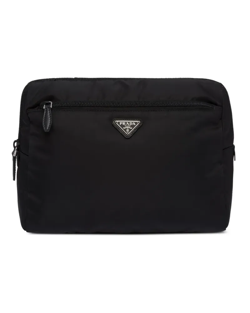 Prada Clutch mit Triangel-Logo - Schwarz Schwarz