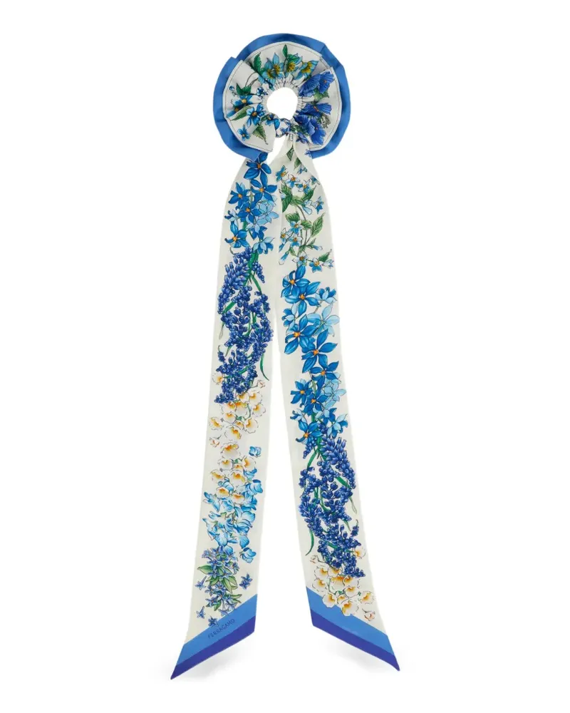 Ferragamo Haargummi aus Seide mit Blumenprint - Blau Blau